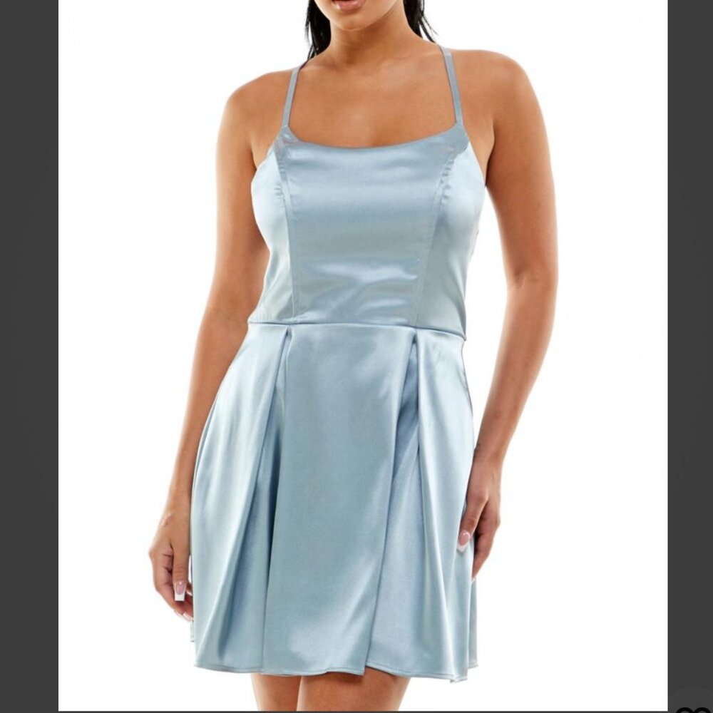 NEW! Speechless Mini Sleeveless Dress Fit & Flare Strappy Slate Size 5